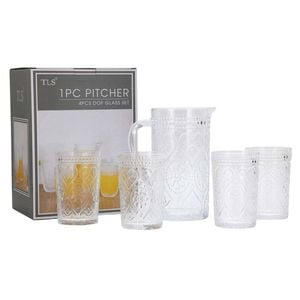 Glass Set 1xPitcher & 4xOld Fashioned Glass Clear