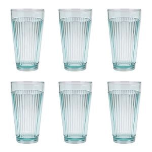 6PK Pizzazz Ripple Design Acrylic High Ball Tumbler Drinking Cup 450ml Green