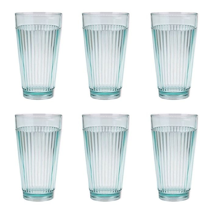 6PK Pizzazz Ripple Design Acrylic High Ball Tumbler Drinking Cup 450ml Green