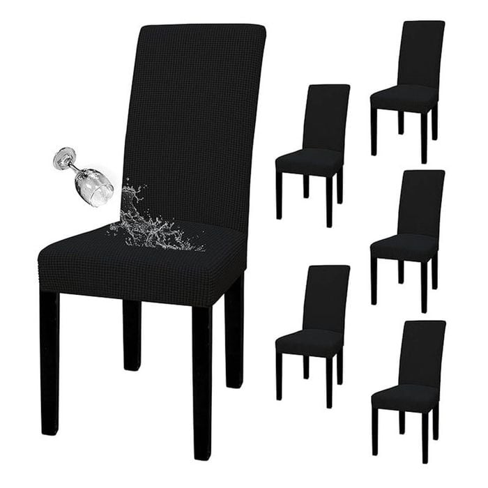 Catzon 6 Pcs Dining Chair Covers Waterproof Stretch-Black