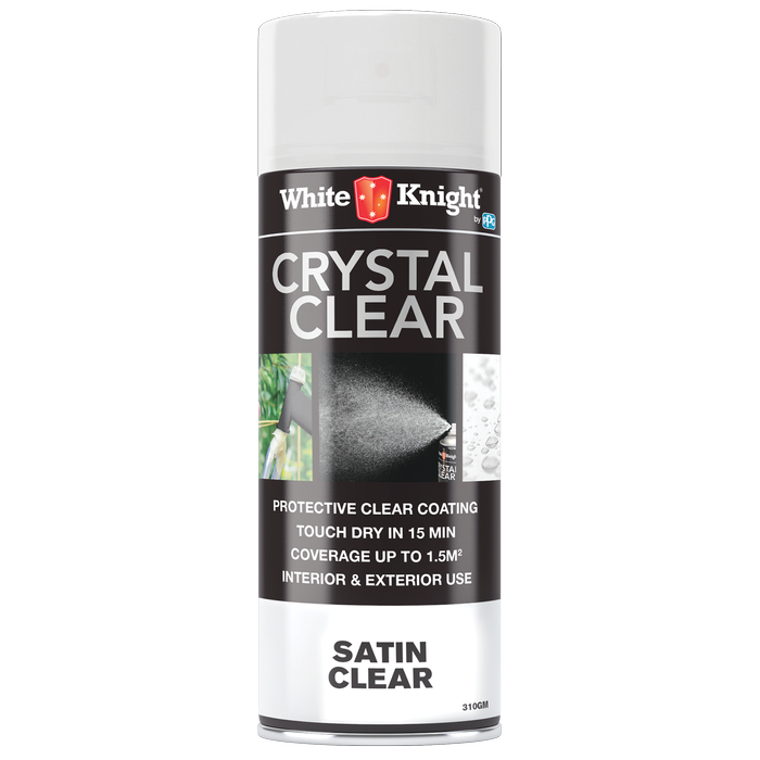 White Knight 310g Crystal Clear Satin Clear Acrylic Spray Paint