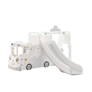 All 4 Kids Lucas  Baby Slider And Swing Play Center With Bus - White