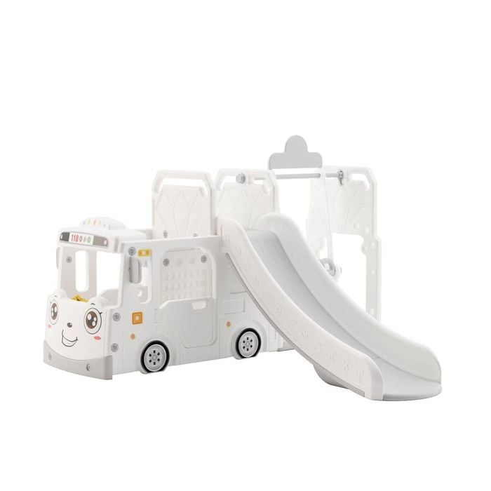All 4 Kids Lucas  Baby Slider And Swing Play Center With Bus - White