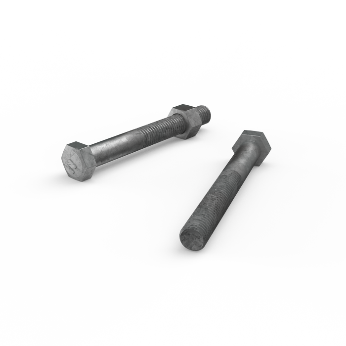 ZENITH M12 x 100mm Hot Dip Galvanised Hex Head Bolts and Nuts - Each