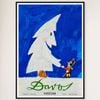 Galrie Davos Parsenn Snow Tree Vintage Ski Poster - Swiss Alps Adventure Art, Black Frame, A1 60 x 84cm (23 x 33inch)