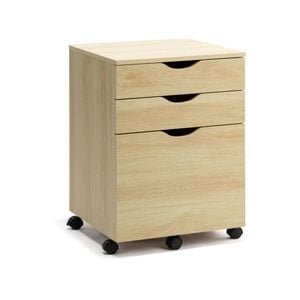 Marias Mobile Pedestal Filing Cabinet Storage Cabinet W/ 3-drawers - Oak