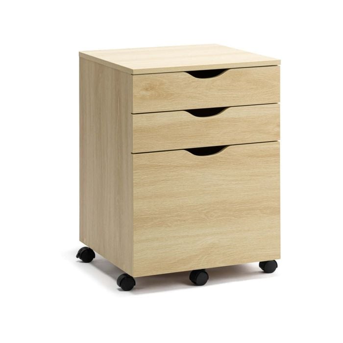 Marias Mobile Pedestal Filing Cabinet Storage Cabinet W/ 3-drawers - Oak
