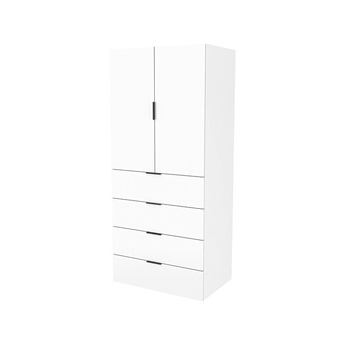 Lugna 2048 x 900 x 580mm White Hangrail 4 Drawer Double Door Cabinet