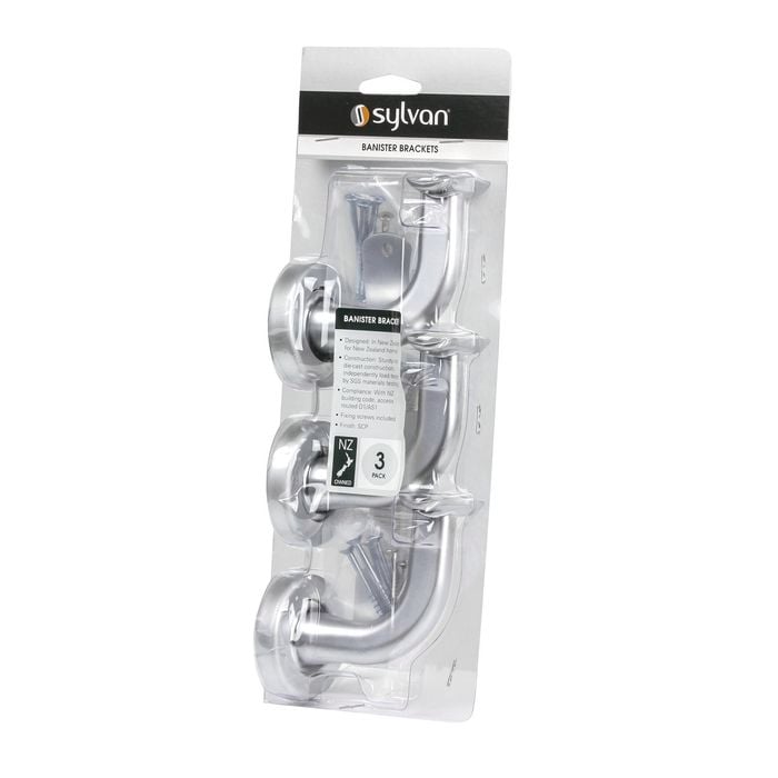 Sylvan Satin Chrome Plate Banister Bracket - 3 Pack