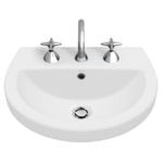 Caroma White Cosmo Semi Recessed Basin - 3 Tap Hole