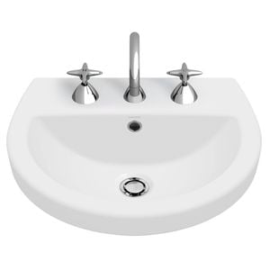 Caroma White Cosmo Semi Recessed Basin - 3 Tap Hole