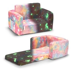 Playpals Kids Sofa Convertible Couch Fold Out Play Couch Toddler Sofa Pink