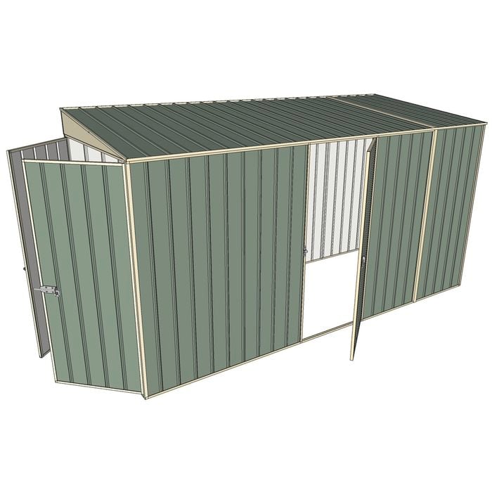 Build-a-Shed 1.5 x 3.7 x 2m Single Hinged Side Door Skillion Shed - Green