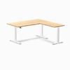 Desky L-shape Sit To Stand Bamboo Desk 1500x1550mm White Height Adjustable Leg