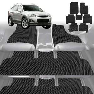 6D Diamond Car Floor Mats for Holden Captiva 7 2009-2015-Ultimate Set-Black-Outback GT