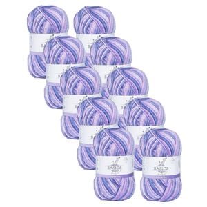 10x Malli 100g Blend Basic Poly/acrylic Lavender Luxe Multi Colour Yarn