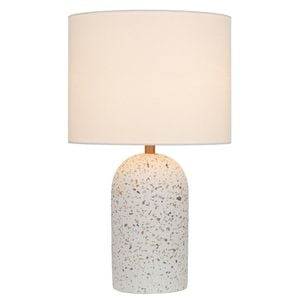 Telbix Fevik Industrial Table Desk Lamp Light Fabric Metal Terrazzo Ivory White