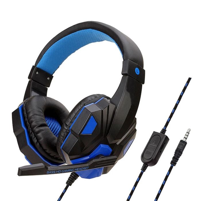 NNEOBA Wired Gaming Headset with Noise Cancelling Microphone(Blue