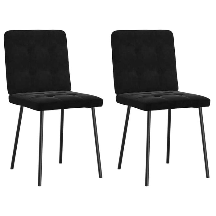 vidaXL Button-Tufted Dining Chairs 2 pcs Black Velvet  Metal Legs  45 x 54 x 83 cm