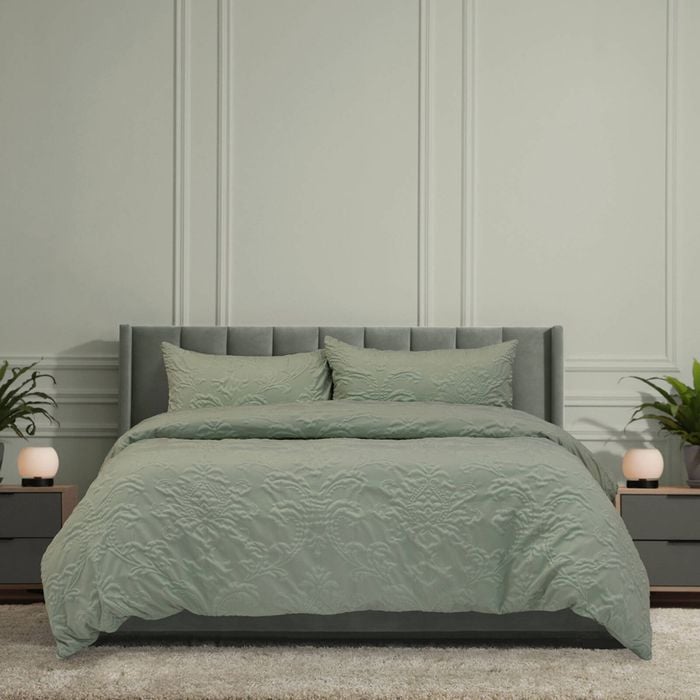 Ardor Boudoir King Adeline Polyester Quilt Cover/Pillowcase  Set - Sage