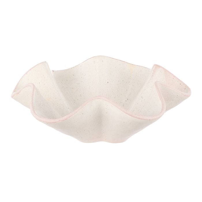 Amalfi Olson Ceramic Fluted Bowl Off White 38x37x12cm