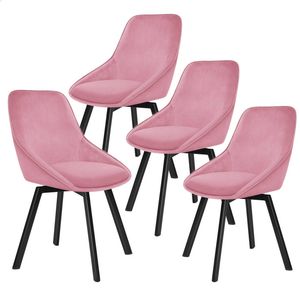 ALFORDSON Set of 4 Dining Chairs Accent Kitchen Swivel Lounge Padded Seat Velvet Pink