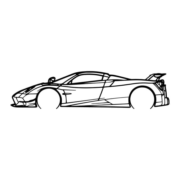 Ignite Laser Pagani Huarya Silhouette Metal Wall Art Coated Black 15.7inch/40cm