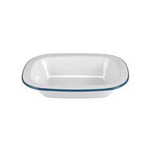 Urban Style Enamelware 24cm Pie Dish w/ Blue Rim - White