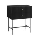 Sarantino Arden Fluted 2-Drawer Bedside Table Night Stand - Black