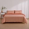 Dreamaker Micro Flannel Reversible Grid Quilt Cover Set Sienna King Bed