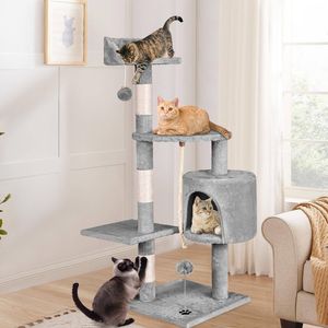 BEASTIE Cat Tree Tower Scratching Post Grey 112cm
