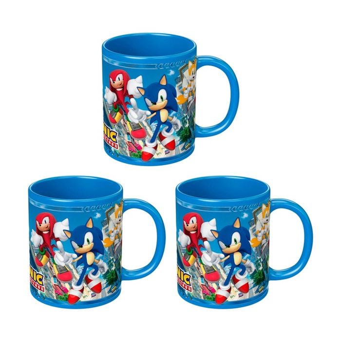 3PK Sonic The Hedgehog Sonic-Characters Ceramic Coffee Drinking Mug Blue