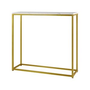Oikiture Console Table Hallway Entry Side Tables Marble Effect Hall Display Gold&White