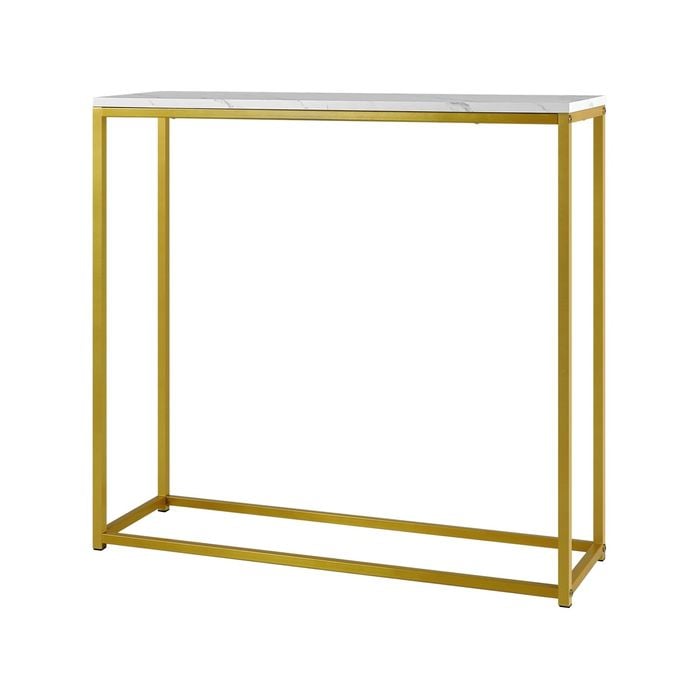 Oikiture Console Table Hallway Entry Side Tables Marble Effect Hall Display Gold&White