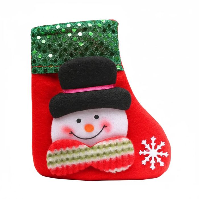 P&P Red Velvet Snowman Gift Bag 15x12cm Christmas Stocking Pouch