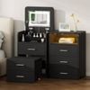 Alfordson 2x Dressing Table Stool Bedside Table Black
