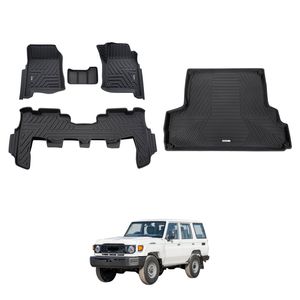 AUSGO Floor Mats & Boot Liner Set for Toyota LandCruiser 76 Series LC76 2023-Onwards Car Floor Liners Cargo Mat