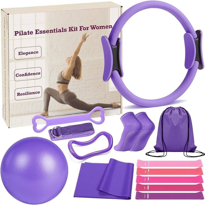 Fohoa 13 Piece Pilates Set With Yoga Ring Resistance Bands And Ball