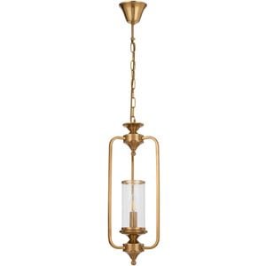 Telbix Velden Industrial Pendant Hanging Lamp Light Metal Glass Copper Clear Polished