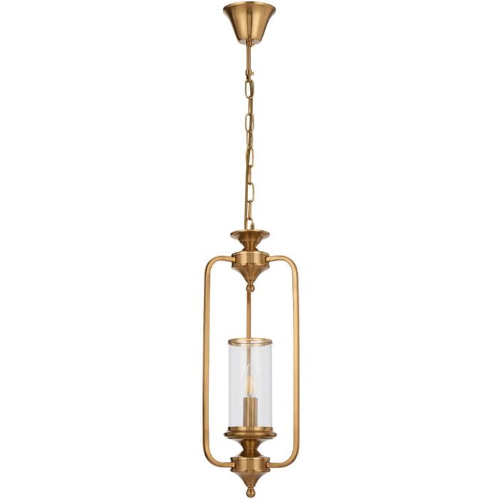 Telbix Velden Industrial Pendant Hanging Lamp Light Metal Glass Copper Clear Polished