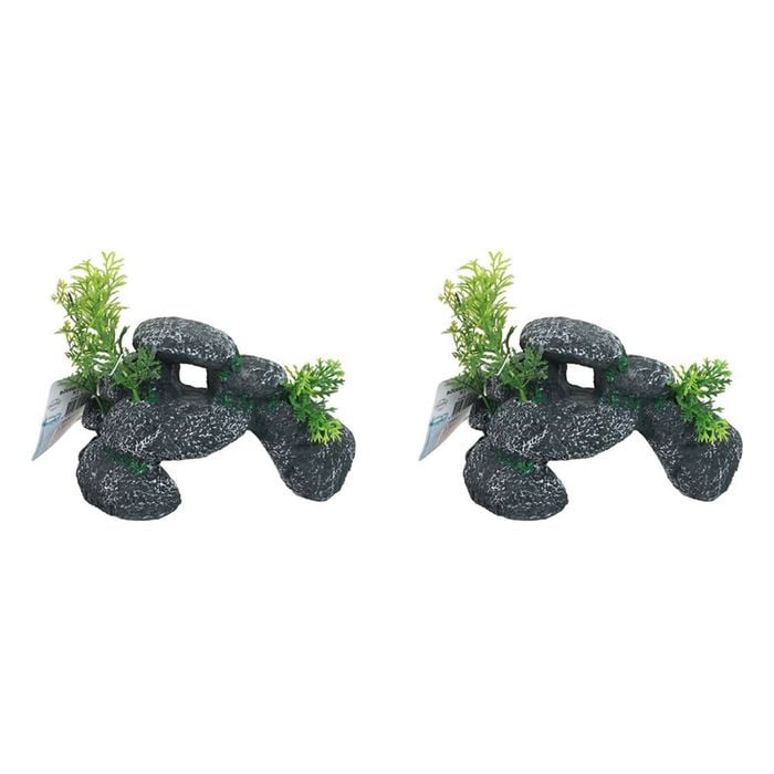 2PK Dudley's World Of Pets Aquarium/Fish Tank Resin Boulder Decor 12cm