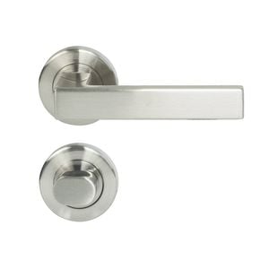 Miles Nelson Satin Nickel Verona Round Rosette Privacy Set