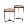 Set Of 2 Ssh Collection Jeeves 51 And 61cm Round Butler Tables - Black Frame With Copper Top