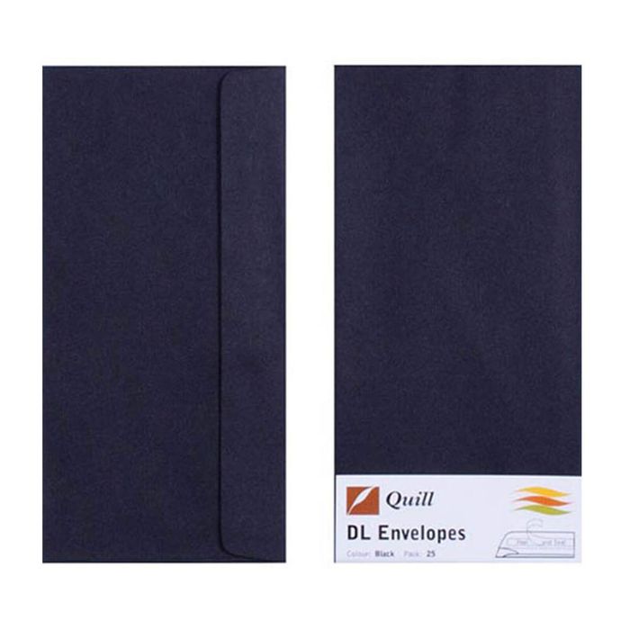 Quill Envelope 25pk 80gsm (DL) (Black)