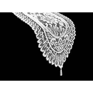 Logan White Lace Table Runner with Tassle 33 x 180 cm