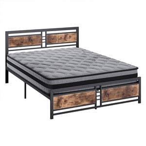 Levede Industrial Bed Frame & 5-Zone Pocket Spring Mattress Queen