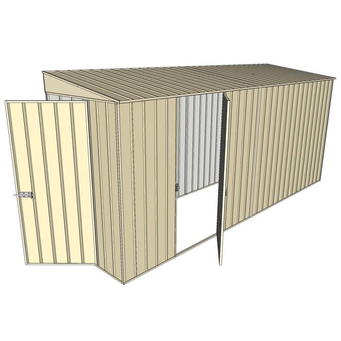 Build-A-Shed 1.2 x 4.5 x 2.0m Tunnel Shed Tunnel Hinged Door with 1 Hinged Side Door - Cream