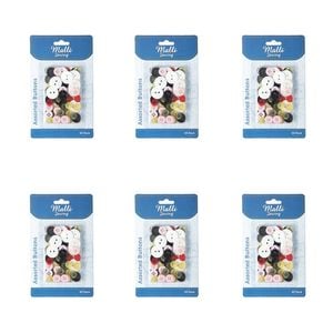 6x 65pc Malli Sewing Assorted Sewing/crafting Button Kit Set Multi-size Pack