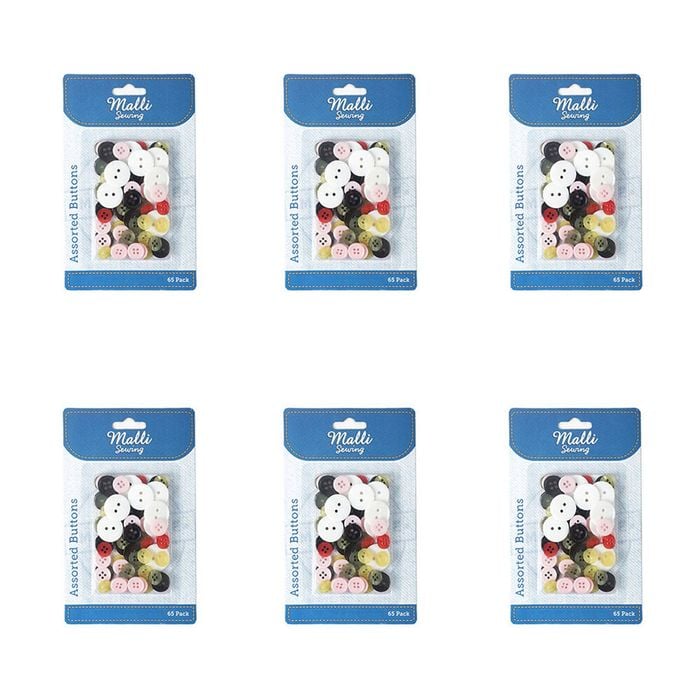 6x 65pc Malli Sewing Assorted Sewing/crafting Button Kit Set Multi-size Pack