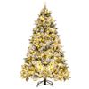 Costway 1.86M Pre-Lit Artificial Snow-Flocked Christmas Tree Foldable Metal Stand w/250 Warm-White LEDs